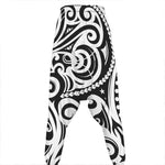 Black And White Polynesian Tattoo Print Hammer Pants