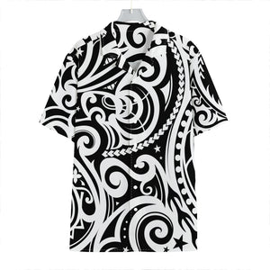 Black And White Polynesian Tattoo Print Hawaiian Shirt