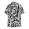 Black And White Polynesian Tattoo Print Hawaiian Shirt