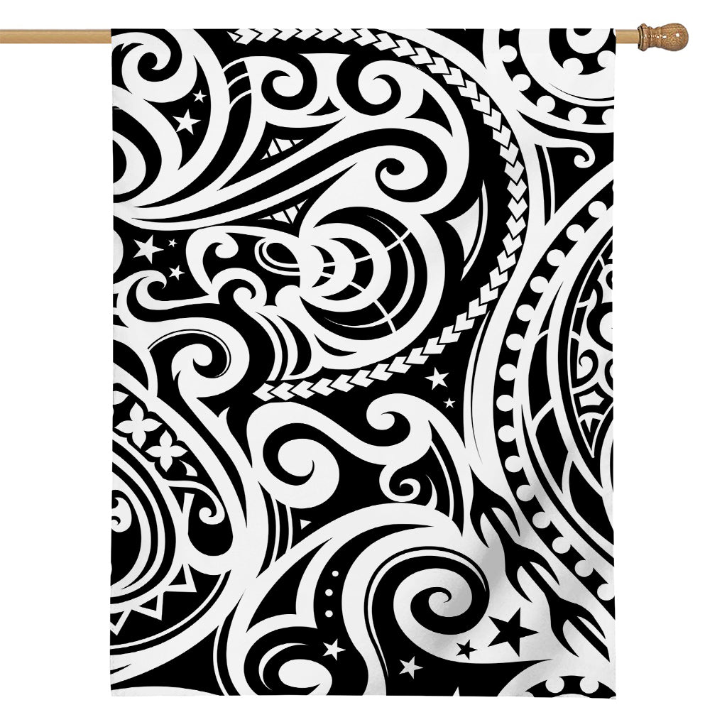 Black And White Polynesian Tattoo Print House Flag