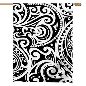 Black And White Polynesian Tattoo Print House Flag