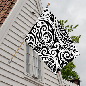 Black And White Polynesian Tattoo Print House Flag