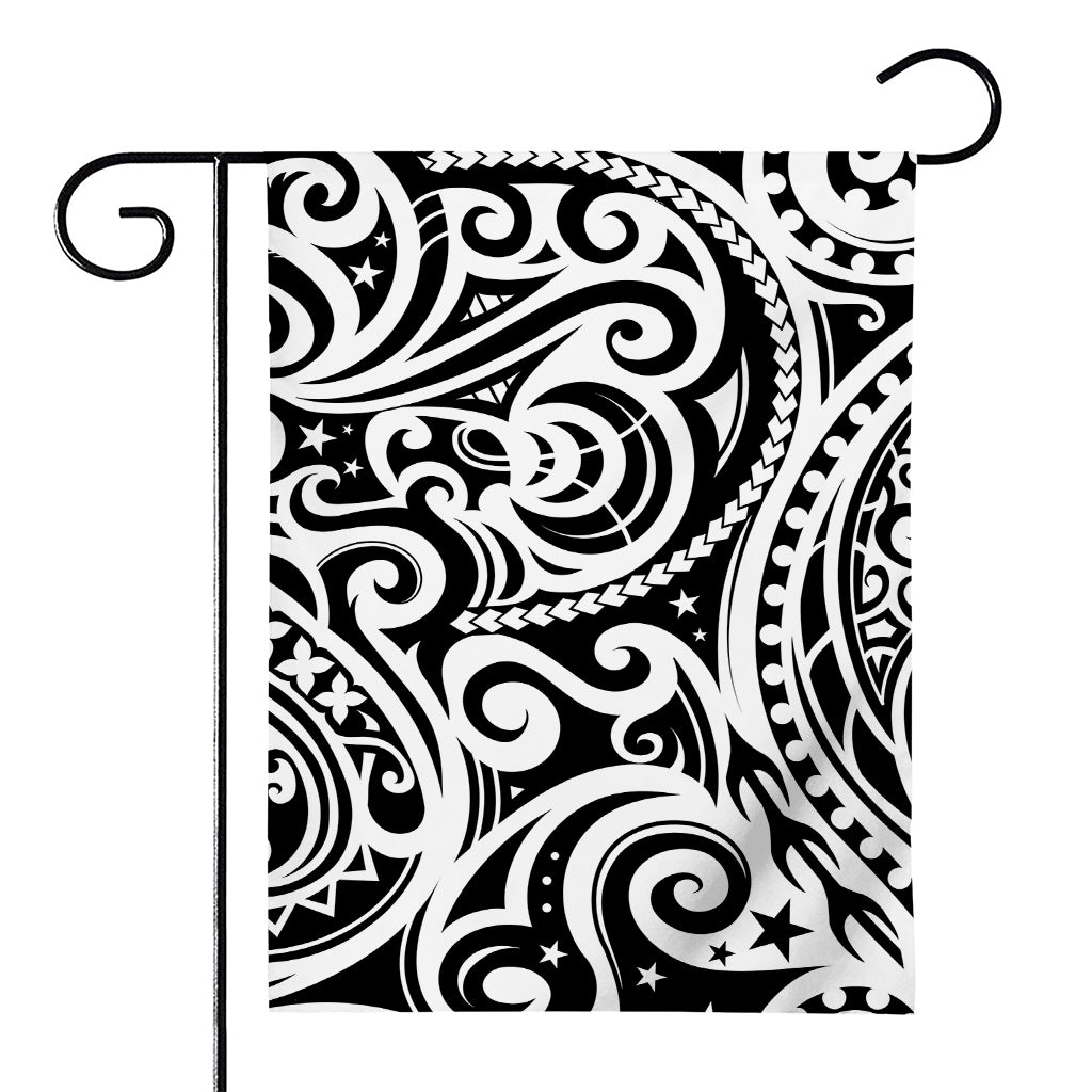 Black And White Polynesian Tattoo Print House Flag