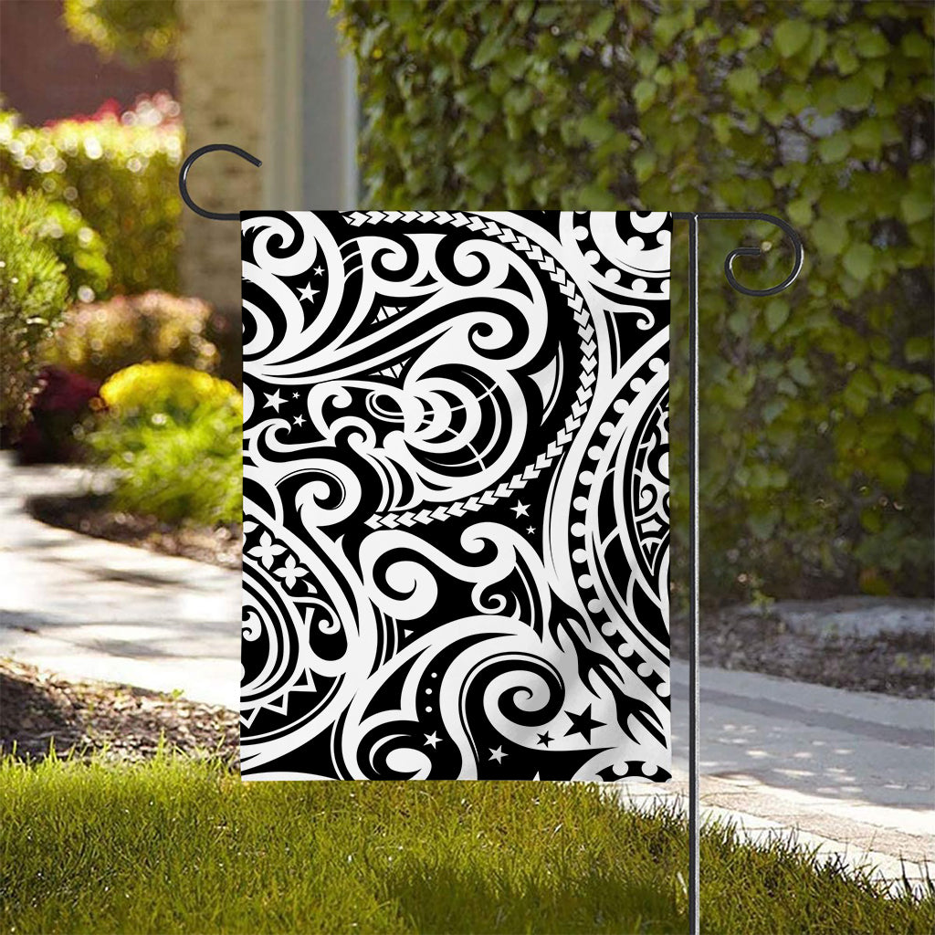 Black And White Polynesian Tattoo Print House Flag