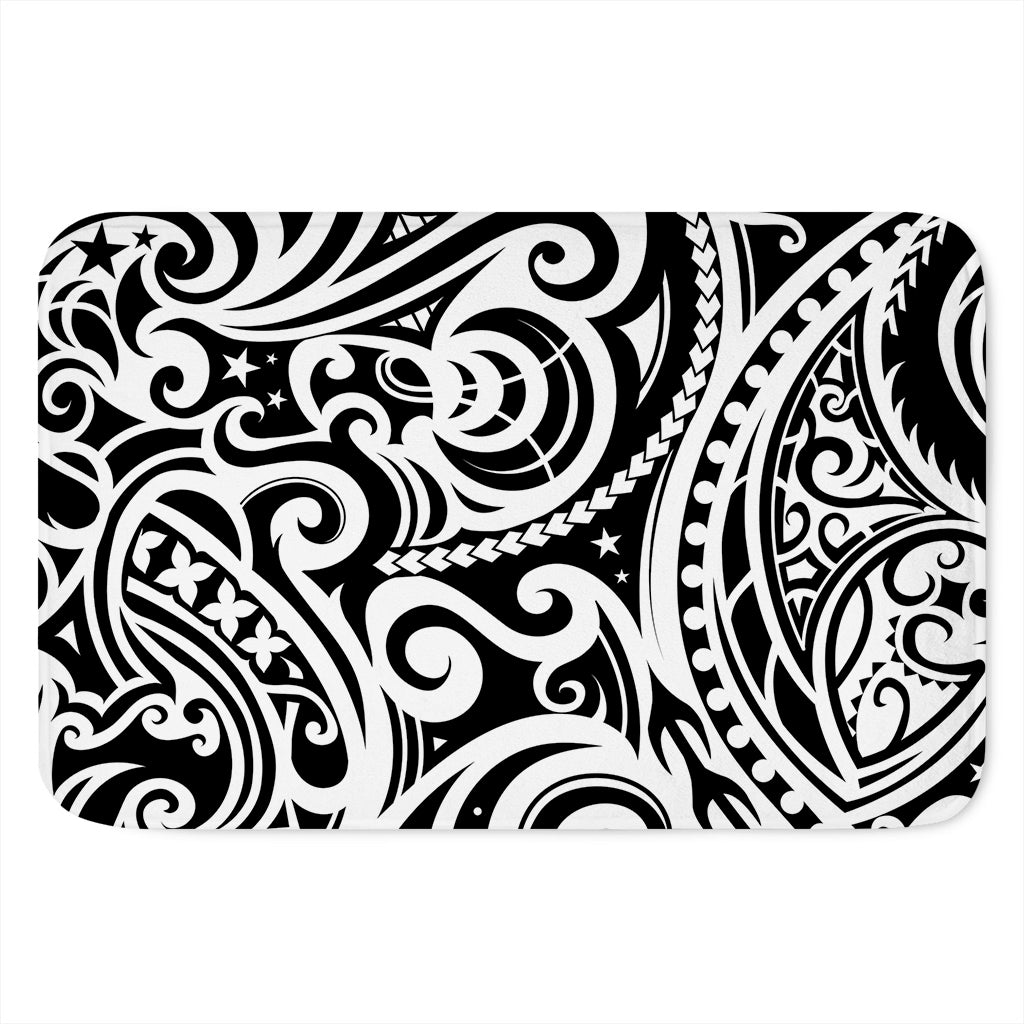 Black And White Polynesian Tattoo Print Indoor Door Mat