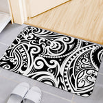 Black And White Polynesian Tattoo Print Indoor Door Mat