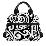 Black And White Polynesian Tattoo Print Insulated Lunch Bag