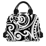 Black And White Polynesian Tattoo Print Insulated Lunch Bag