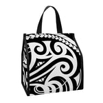 Black And White Polynesian Tattoo Print Insulated Lunch Tote