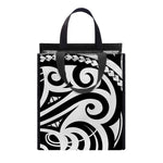 Black And White Polynesian Tattoo Print Insulated Lunch Tote