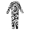 Black And White Polynesian Tattoo Print Jumpsuit