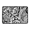 Black And White Polynesian Tattoo Print Kitchen Mat