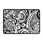 Black And White Polynesian Tattoo Print Kitchen Mat