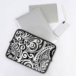 Black And White Polynesian Tattoo Print Laptop Sleeve