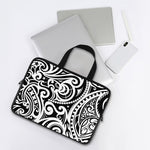 Black And White Polynesian Tattoo Print Laptop Sleeve With Handle