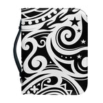 Black And White Polynesian Tattoo Print Leather Bible Cover