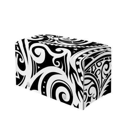 Black And White Polynesian Tattoo Print Leather Tissue Box Cover