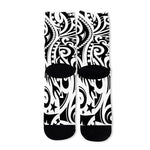 Black And White Polynesian Tattoo Print Long Socks