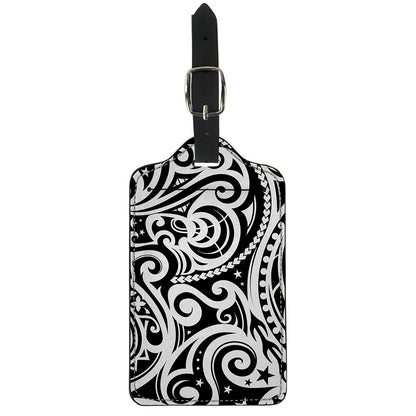 Black And White Polynesian Tattoo Print Luggage Tag