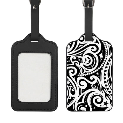 Black And White Polynesian Tattoo Print Luggage Tag