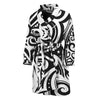 Black And White Polynesian Tattoo Print Men's Bathrobe