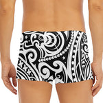 Black And White Polynesian Tattoo Print Men's Short Boxer Briefs