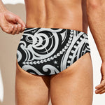 Black And White Polynesian Tattoo Print Men's Swim Briefs