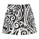 Black And White Polynesian Tattoo Print Men's Swim Trunks