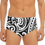 Black And White Polynesian Tattoo Print Men's Triangle Swim Briefs