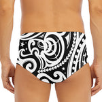 Black And White Polynesian Tattoo Print Men's Triangle Swim Briefs
