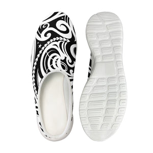 Black And White Polynesian Tattoo Print Mesh Casual Shoes