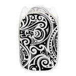 Black And White Polynesian Tattoo Print Mesh Laundry Hamper
