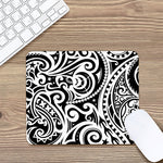 Black And White Polynesian Tattoo Print Mouse Pad