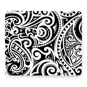 Black And White Polynesian Tattoo Print Mouse Pad