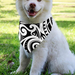 Black And White Polynesian Tattoo Print Over The Collar Dog Bandana