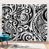 Black And White Polynesian Tattoo Print Pencil Pleat Curtains