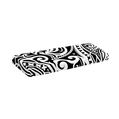 Black And White Polynesian Tattoo Print Piano Keyboard Cover