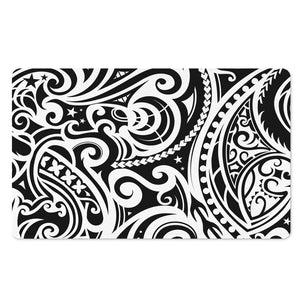 Black And White Polynesian Tattoo Print Polyester Doormat