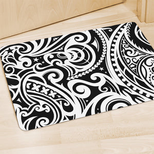 Black And White Polynesian Tattoo Print Polyester Doormat