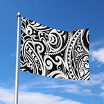 Black And White Polynesian Tattoo Print Polyester Flag