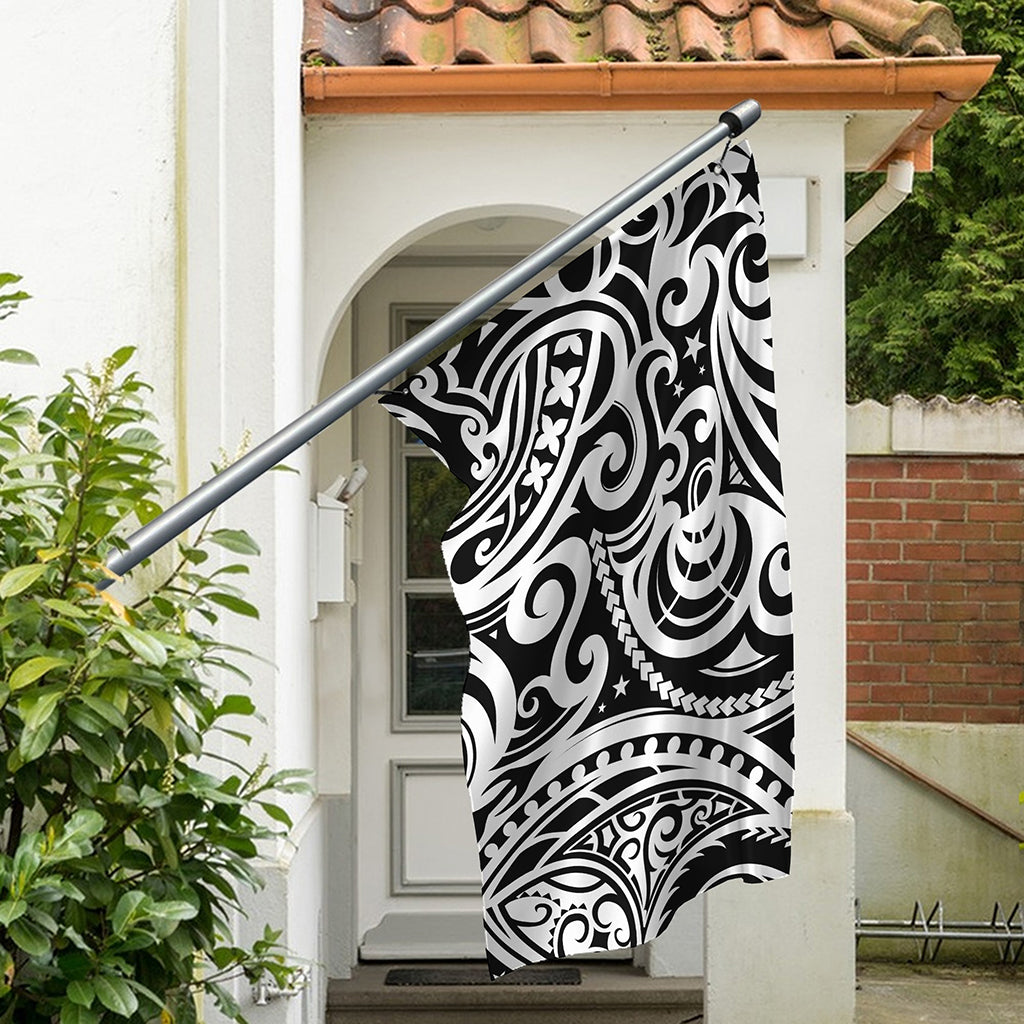 Black And White Polynesian Tattoo Print Polyester Flag