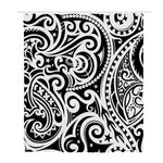 Black And White Polynesian Tattoo Print Polyester Shower Curtain