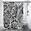 Black And White Polynesian Tattoo Print Premium Shower Curtain