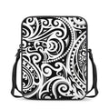 Black And White Polynesian Tattoo Print Rectangular Crossbody Bag