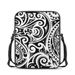 Black And White Polynesian Tattoo Print Rectangular Crossbody Bag