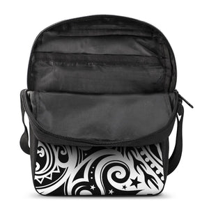 Black And White Polynesian Tattoo Print Rectangular Crossbody Bag