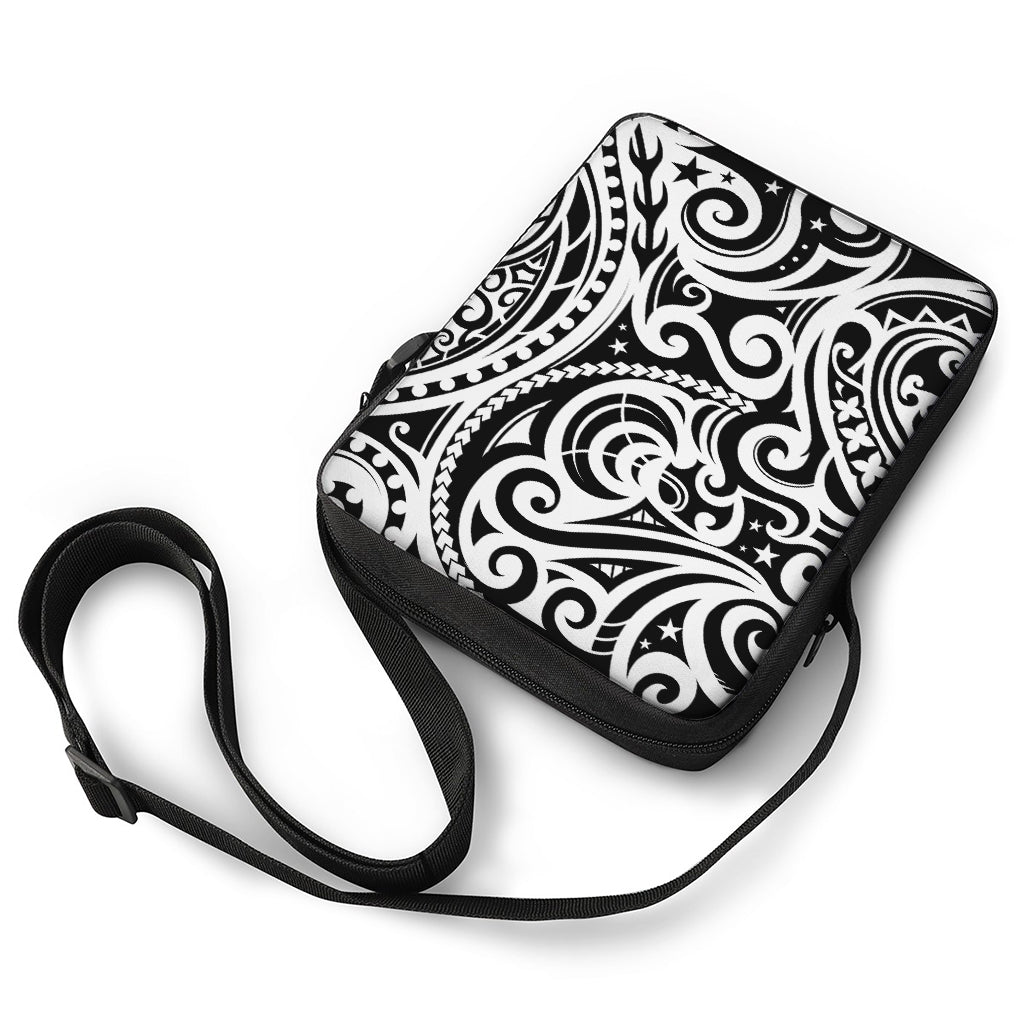 Black And White Polynesian Tattoo Print Rectangular Crossbody Bag