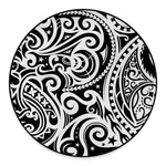Black And White Polynesian Tattoo Print Round Floor Mat