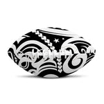 Black And White Polynesian Tattoo Print Rugby Ball
