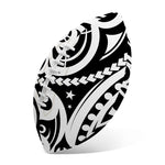 Black And White Polynesian Tattoo Print Rugby Ball